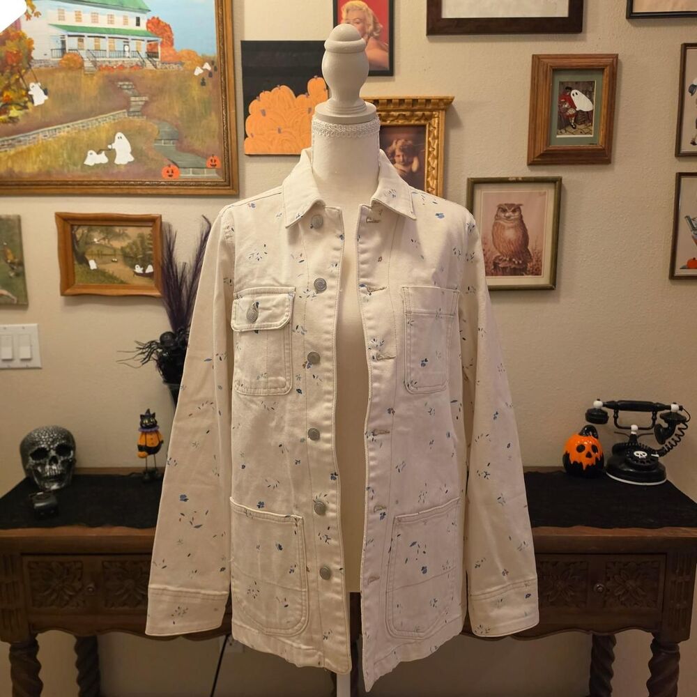 NWT Free Assembly Cream and Blue Denim Barn Coat